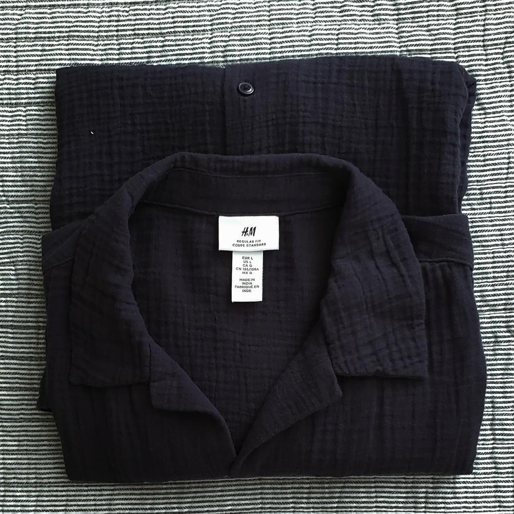 H&M Men's Navy Lightweight Cotton Shirt Jacket